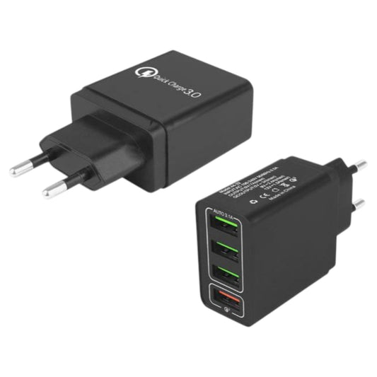 4 USB Ladegerät USB 3.0 Handy Phone Ladegerät schwarz