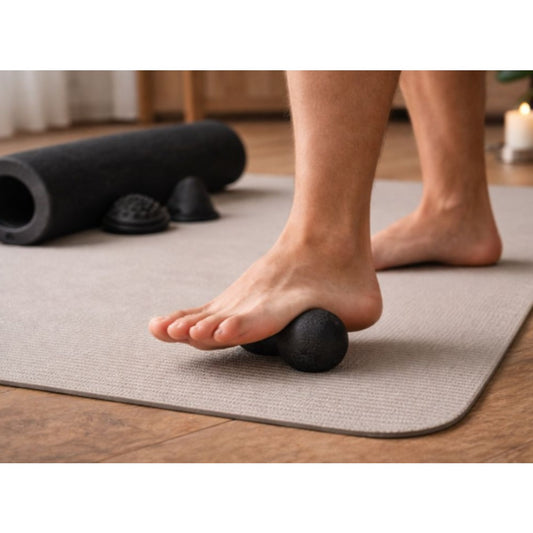 5-in-1 Faszienrollen Set mit Faszienrolle 37cm, Duoball, Massageball und Kegel aus EPP-Schaumstoff schwarz – Bild 3