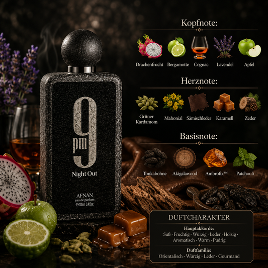 Afnan 9 PM Night Out Extrait de Parfum 100 ml – Intensiver Unisex Duft