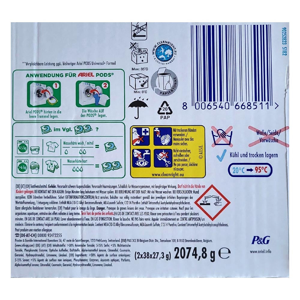 Ariel Waschmittel Pods All-in-1, 76 Waschladungen