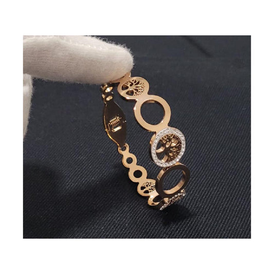 Edelstahl Aufklappbarer Armreif Lebensbaum Strass