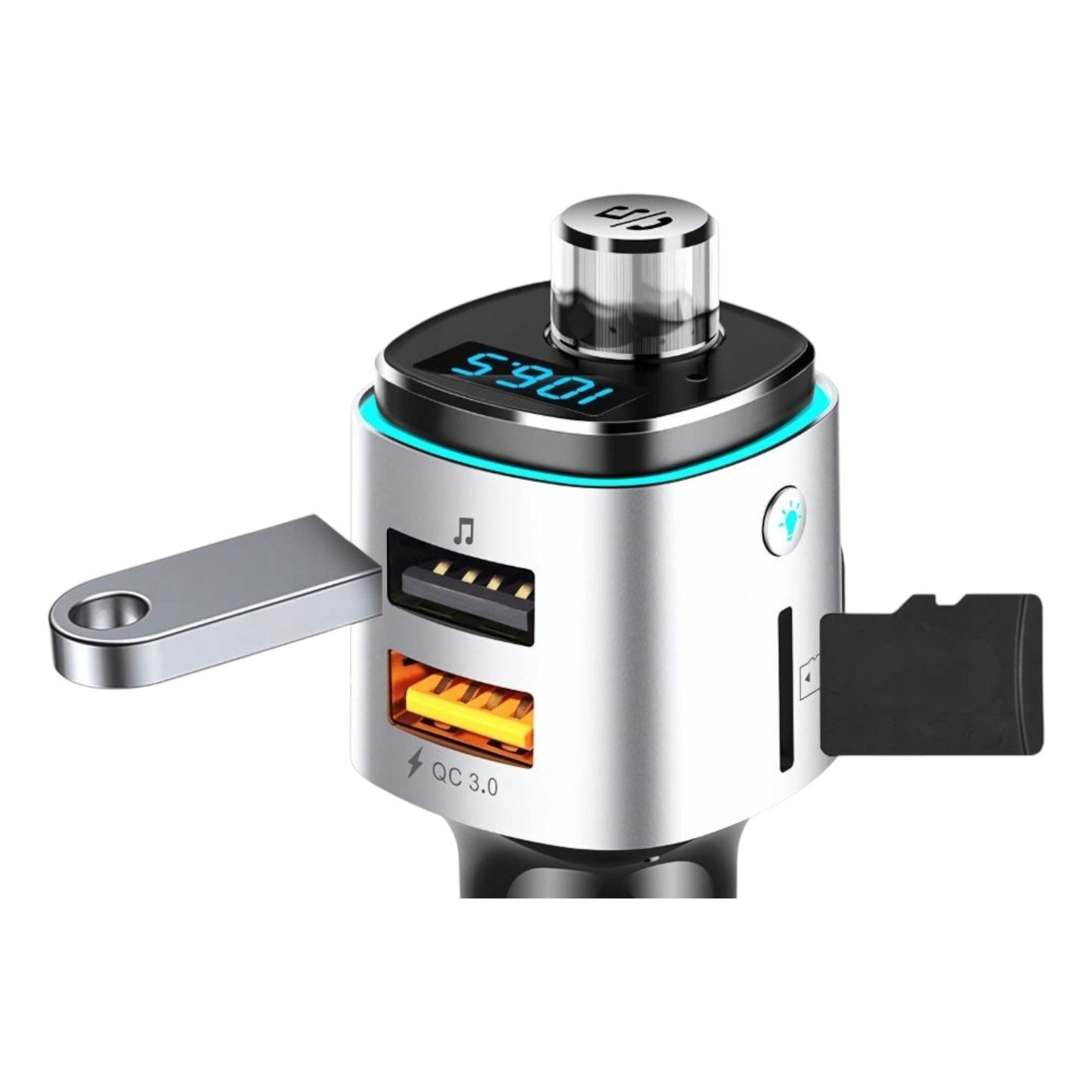 Bluetooth Auto Adapter FM Transmitter – USB Schnellladegerät, LED