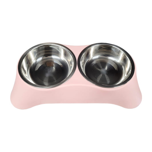 Doppelnapf für Hunde und Katze mit 2 Metall Schüsseln