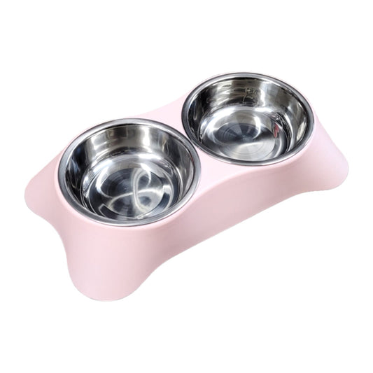 Doppelnapf für Hunde und Katze mit 2 Metall Schüsseln