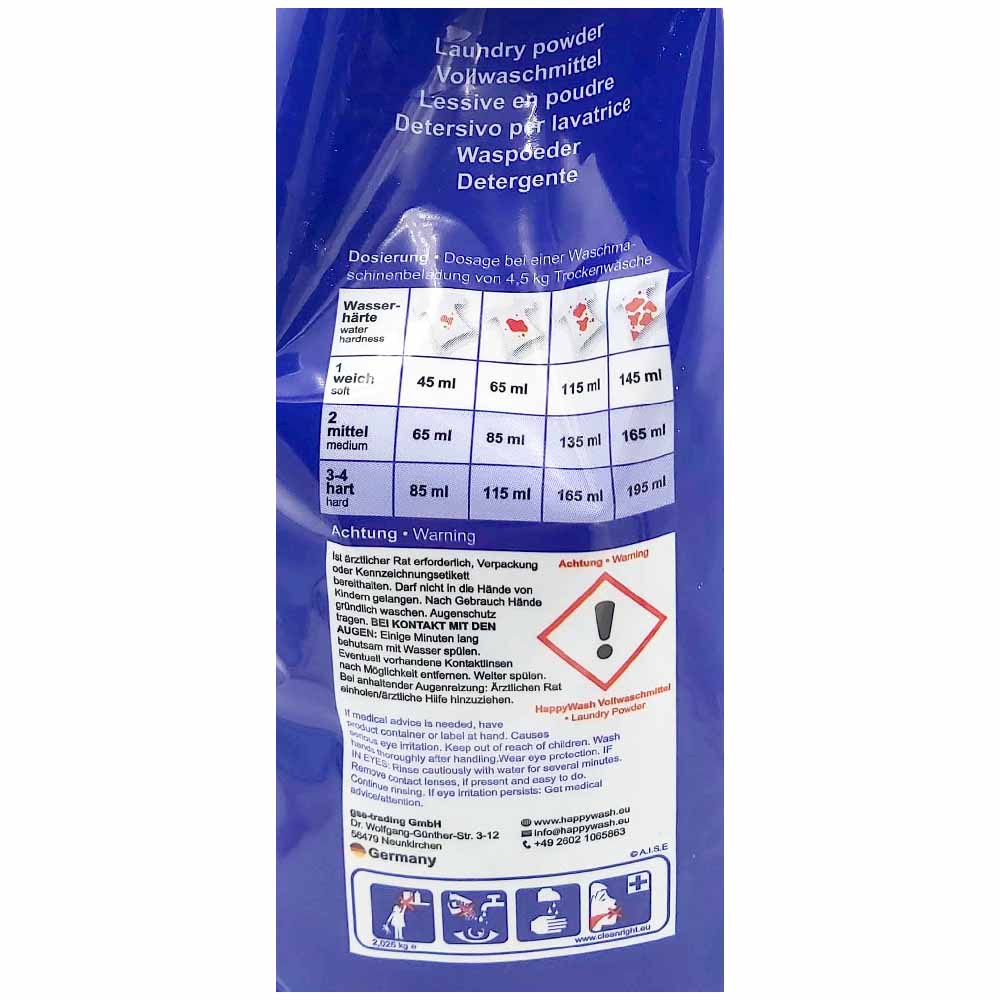 Happy Wash heavy duty detergent - washing powder 30 washes 2.01 kg