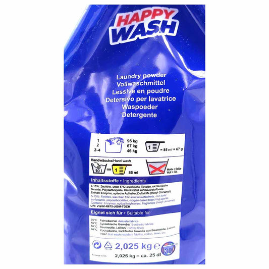 Happy Wash Vollwaschmittel - Waschpulver 30 Wäschen 2,01 kg