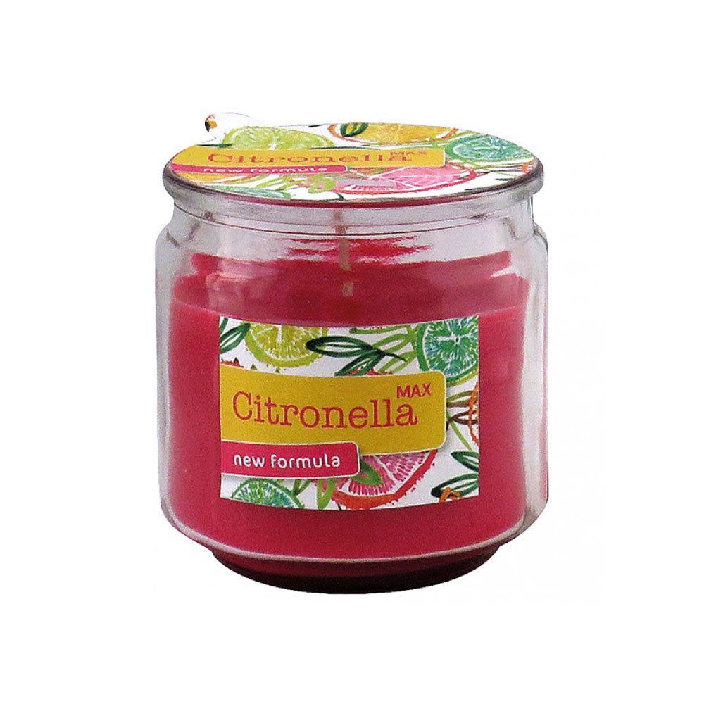 Kerze Citronella Rot in Glas 8,5x8,6cm 250g