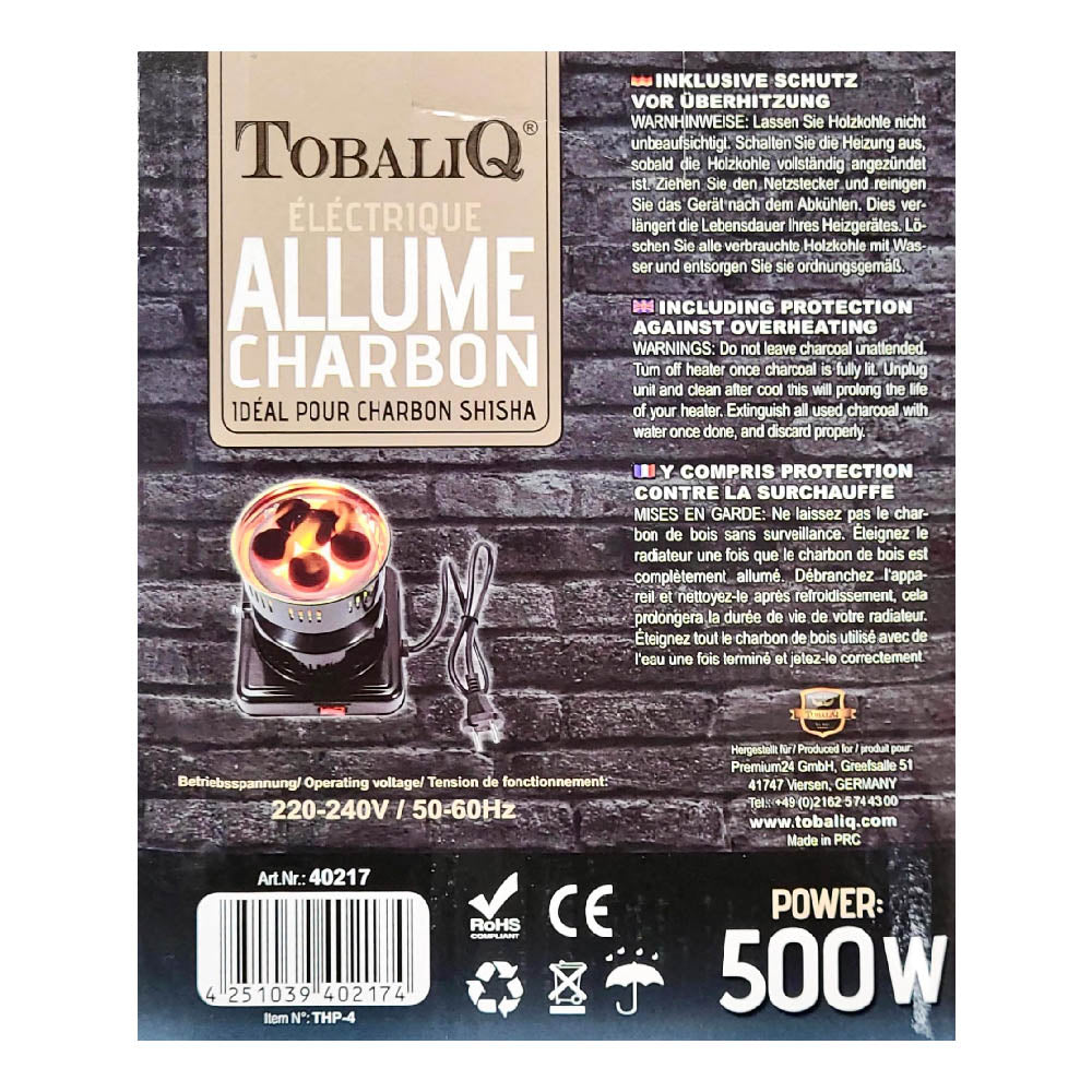 TobaliQ Elektrischer Shisha-Kohleanzünder Shishaanzünder 500 Watt