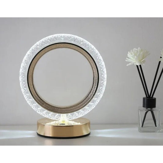 Kristall Tischlampe Ringform, RGB LED Nachtlicht, Schlafzimmerbeleuchtung