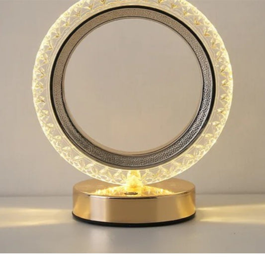 Kristall Tischlampe Ringform, RGB LED Nachtlicht, Schlafzimmerbeleuchtung