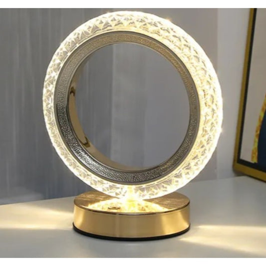 Kristall Tischlampe Ringform, RGB LED Nachtlicht, Schlafzimmerbeleuchtung