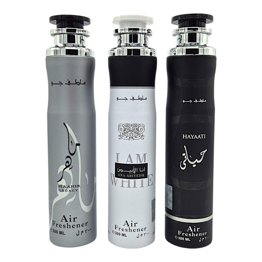 Lattafa Raumduft Set Lufterfrischer Ana Abiyedh, Maahir Legacy, Hayaati