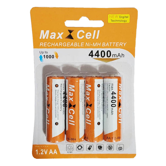 4x Akkus MaxCell Aufladbare Batterien NI-MH 4400mAh AA
