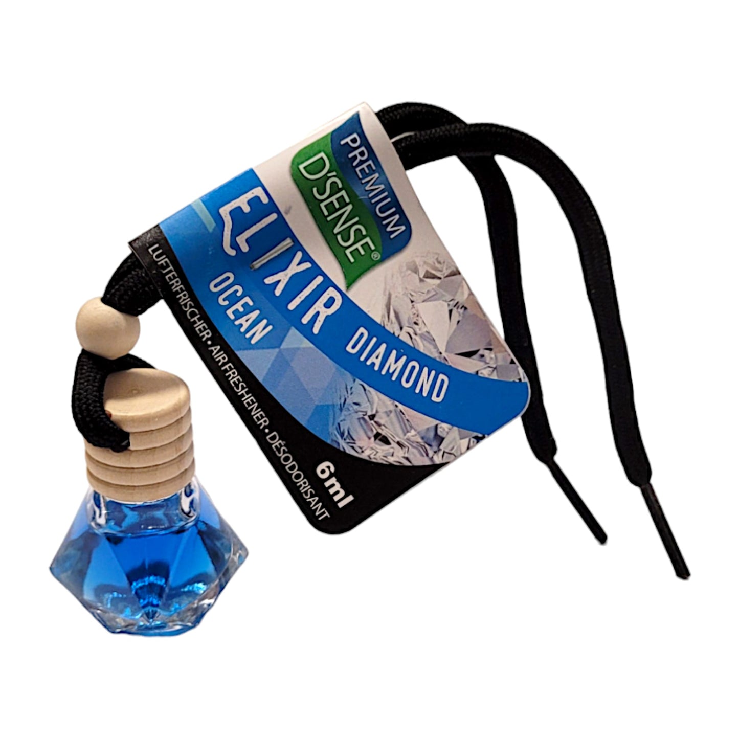 Premium D' Sense Auto Lufterfrischer in Glasflasche mit Aufhänger 6ml