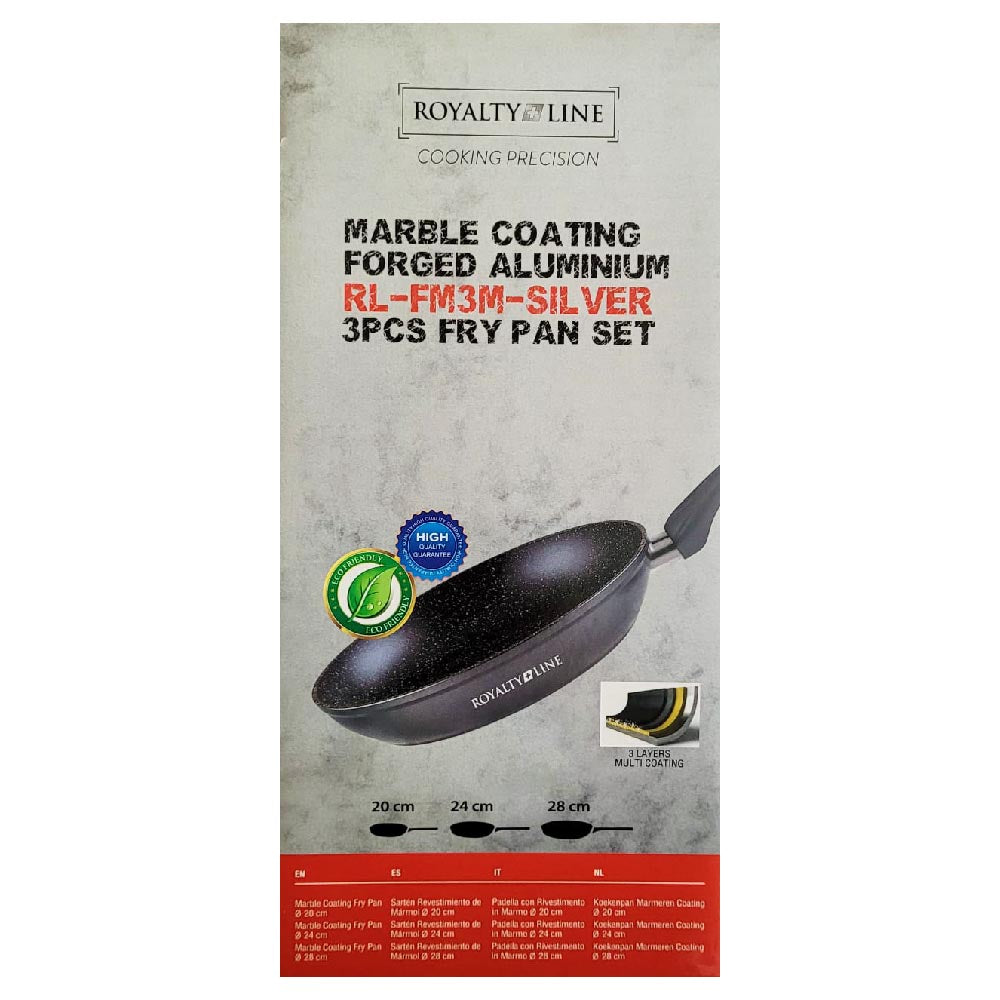 Royalty Line Bratpfanne mit Marmor Beschichtung 3er Set Grau