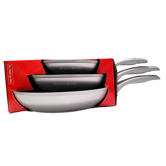 Royalty Line Frying Pan with Marble Coating Set of 3 Grey
