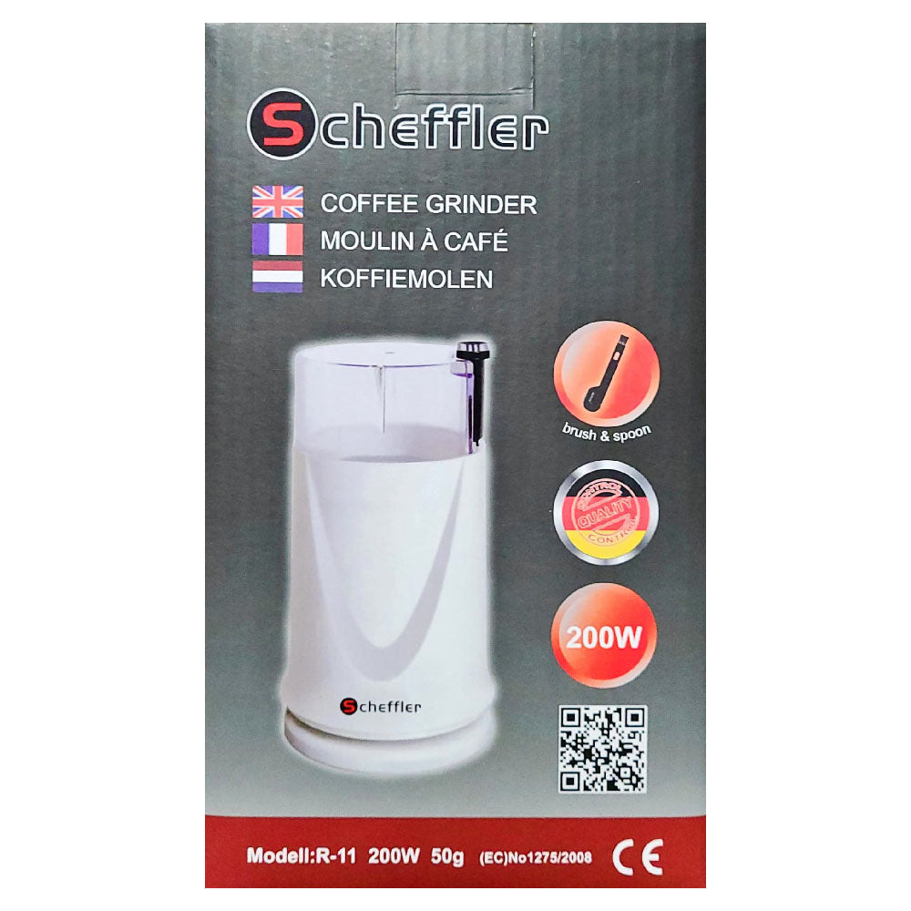 Scheffler Kaffeemühle 200W Elektrische Kaffeemühle mit 304 Edelstahlmesser 50g Kapazität