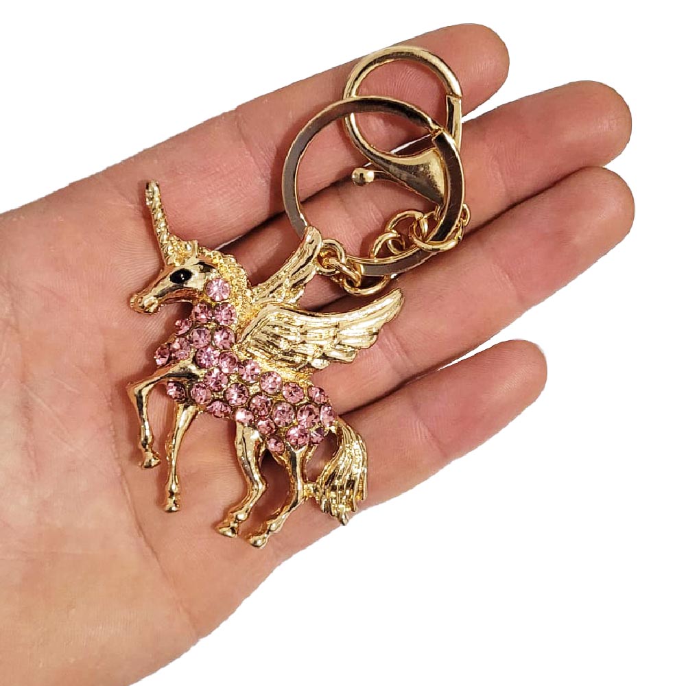 Schlüsselanhänger Schlüsselbund mit Strass Einhorn Dekor Anhänger