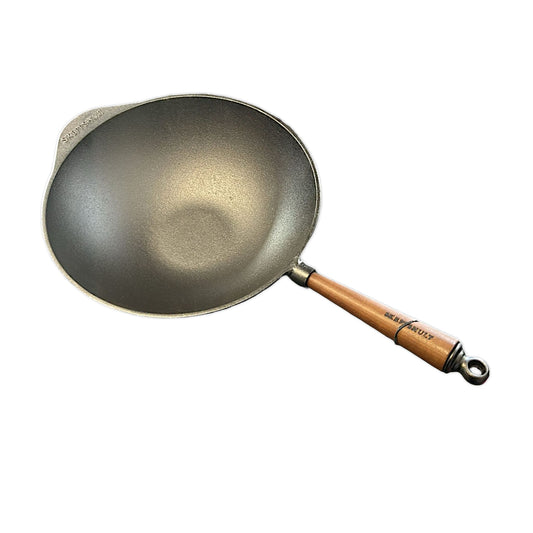 Skeppshult Wok Gusseisen mit Walnussholzgriff – 30 cm Cast Iron