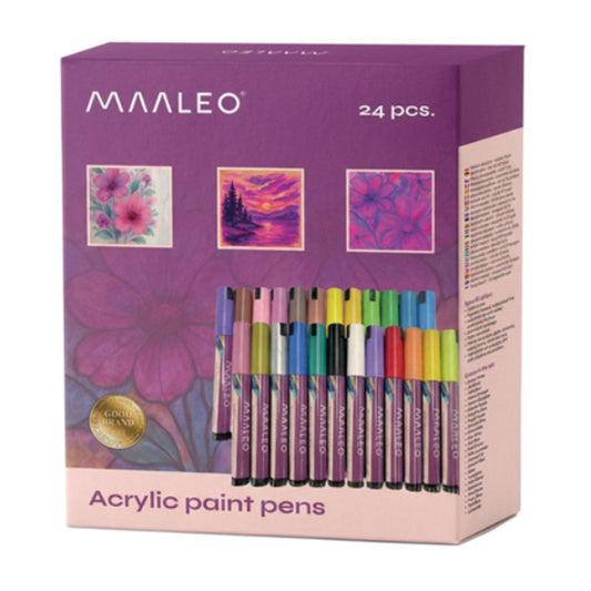 Maaleo Acrylmarker 24er-Set wasserfeste Acrylstifte 4mm fuer Glas Holz Stein Stoff und DIY Projekte – Bild 2