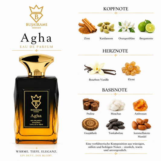 Bujairami Agha Eau de Parfum 100 ml – orientalisch-gourmandiger Herrenduft mit Kardamom, Vanille und karamellisierter Mandel – Bild 2