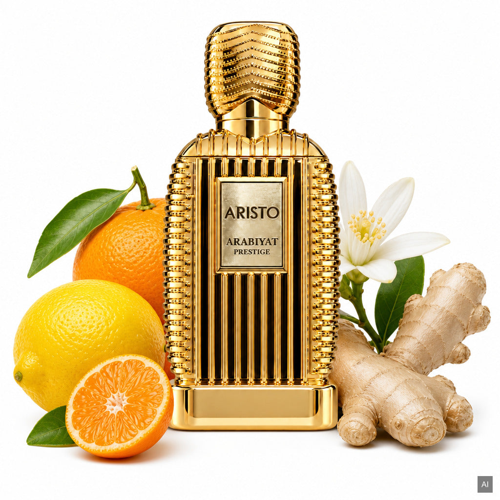Arabiyat Prestige Aristo Eau de Parfum 100 ml – orientalischer Unisex-Duft mit Zitrone, Jasmin und Sandelholz – Duftnoten