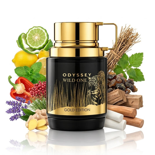 Armaf Odyssey Wild One Gold Edition Eau de Parfum 100ml – Würziger Herrenduft mit Bergamotte, Lavendel, Patchouli und Sandelholz