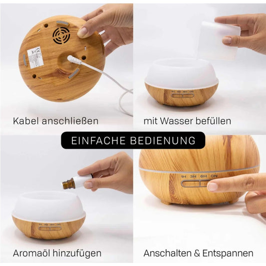 Aroma Dream Aroma Diffuser Chile Braun Holzoptik Ultraschall-Vernebler für Aromatherapie und Raumbeduftung 18x18x15 cm – Bild 4