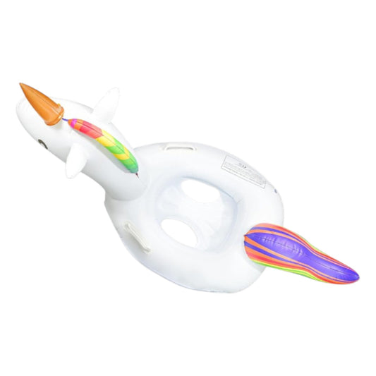 Aufblasbarer Einhorn Schwimmring für Babys 60 cm – Babyschwimmring mit Sitz und Haltegriffen