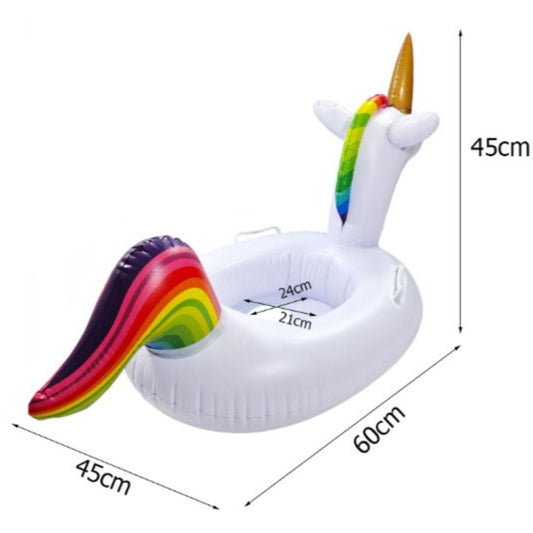 Aufblasbarer Einhorn Schwimmring für Babys 60 cm – Babyschwimmring mit Sitz und Haltegriffen