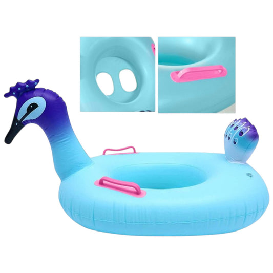 Aufblasbarer Pfau Schwimmring für Kinder 60 cm Babyschwimmring mit Haltegriffen