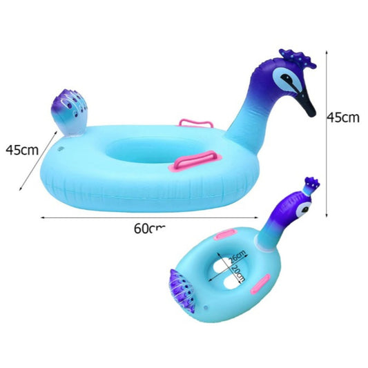 Aufblasbarer Pfau Schwimmring für Kinder 60 cm Babyschwimmring mit Haltegriffen