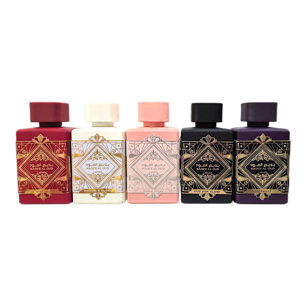 Lattafa Badee Al Oud Collection Discovery-Set 5x5ml Eau de Parfum – orientalisch-holziges Unisex-Geschenkset mit 5 Miniaturen – Bild 3