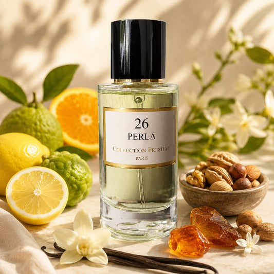 Collection Prestige PERLA 26 Eau de Parfum 50 ml – Unisex Duft mit Bergamotte, Zitrone, Ambra und Vanille.