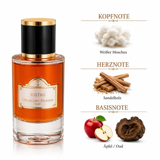 Collection Prestige Sultan 9 Eau de Parfum 50 ml – Unisex orientalischer Duft mit Moschus, Sandelholz und Oud