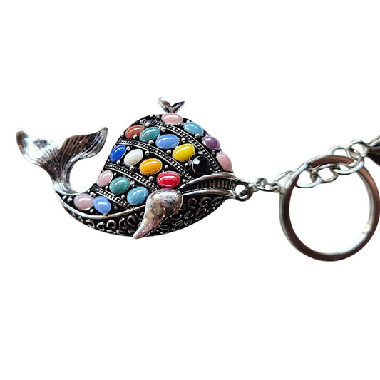 Da Meso Wal Schlüsselanhänger mit bunten Strasssteinen – maritimes Vintage-Accessoire mit Karabinerhaken – Bild 4