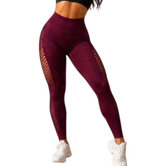 Damen Leggings Push Up Bordeauxrot – High Waist Fitness Leggings Figurformend