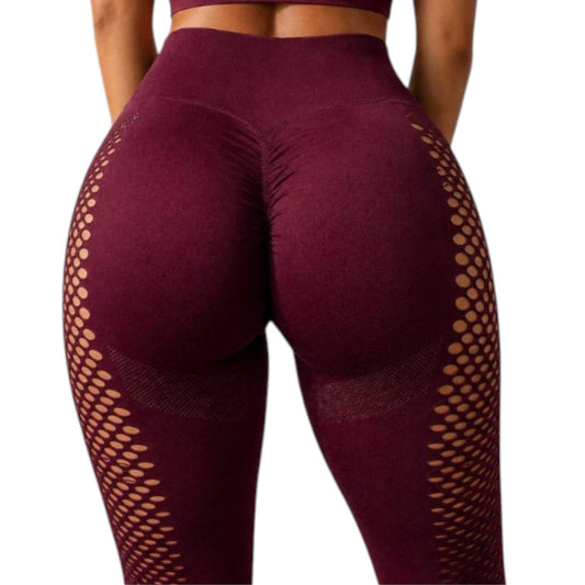 Damen Leggings Push Up Bordeauxrot – High Waist Fitness Leggings Figurformend