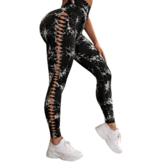 Damen Push Up Leggings Marmoriert High Waist Fitness Leggings figurformend
