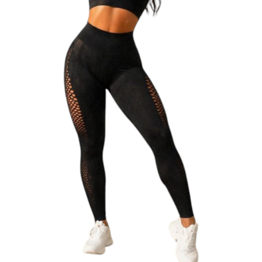 Damen Push Up Fitness Leggings Schwarz – High Waist Sportleggings figurformend