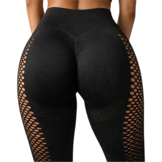 Damen Push Up Fitness Leggings Schwarz – High Waist Sportleggings figurformend