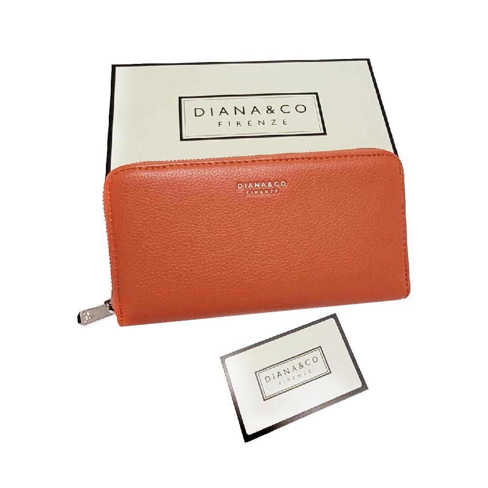 Diana & Co Firenze Damen Geldbörse Multifunktionale aus Leder Orange