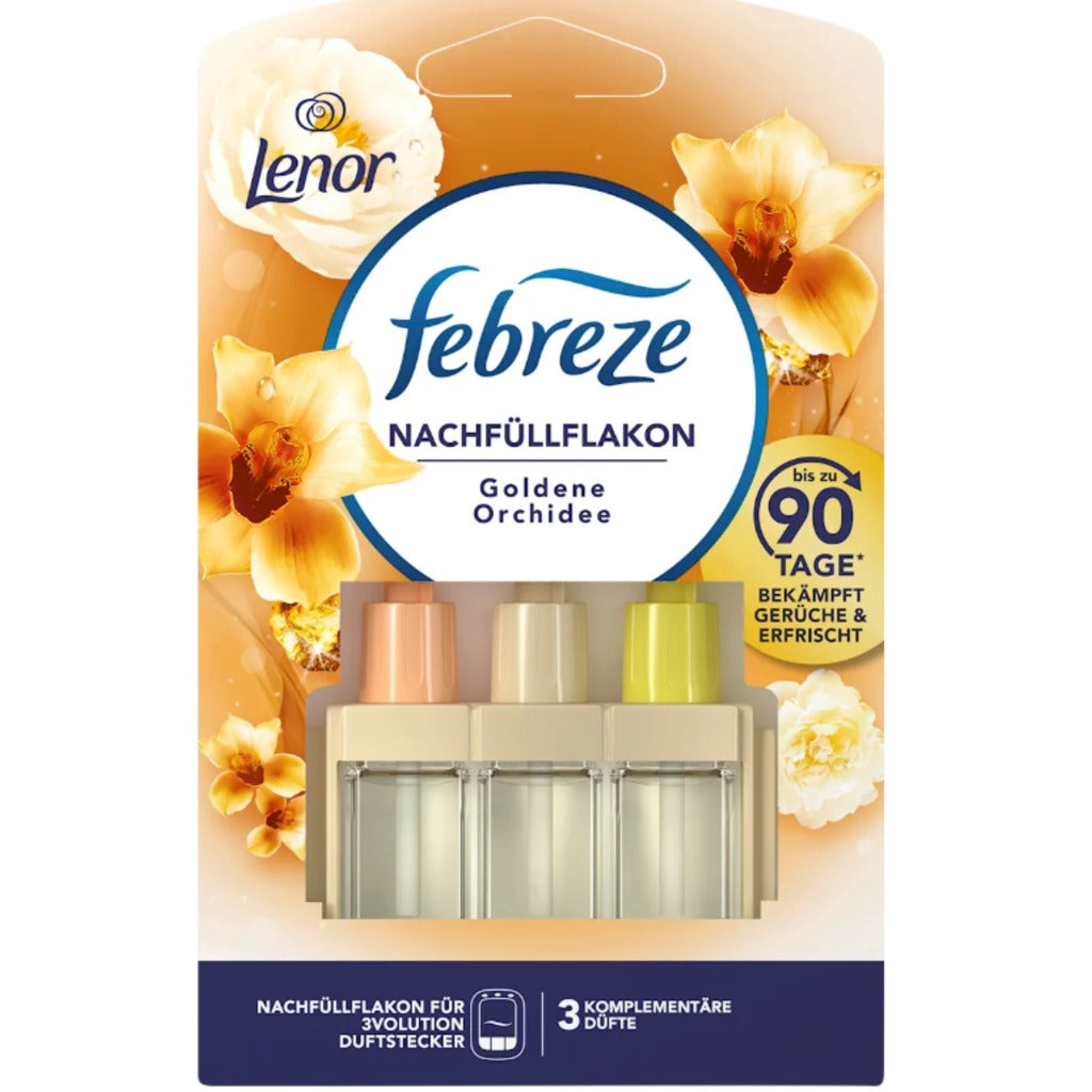 febreze 3Volution Goldene Orchidee Nachfüllpack 20 ml – blumig-exotischer Raumduft-Nachfüller für Duftstecker