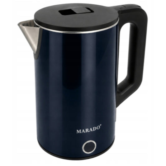 Edelstahl Wasserkocher 1,5 Liter 1500 W kabellos 360° Drehsockel marineblau Elektrowasserkocher – Bild 2