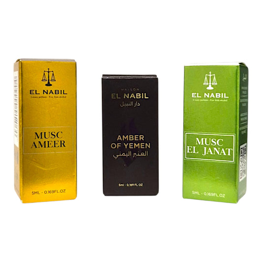 El Nabil Musc Parfumöl mit Roll-On Ameer, El Janat, Amber of Yemen