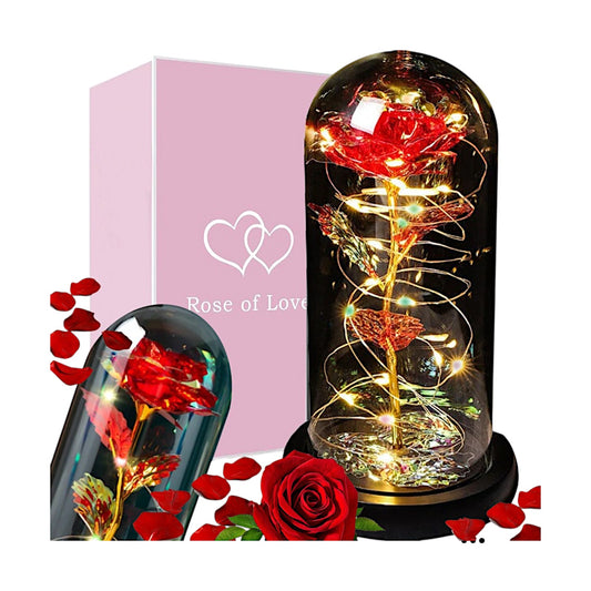 Ewige Rose, Blumen im Glas mit Licht Rose Geschenke für jeden Anlass