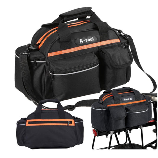 Fahrrad Gepäckträgertasche 15L schwarz – wasserdicht, 40x21,5x18 cm, mit Schulterriemen und Reflektor