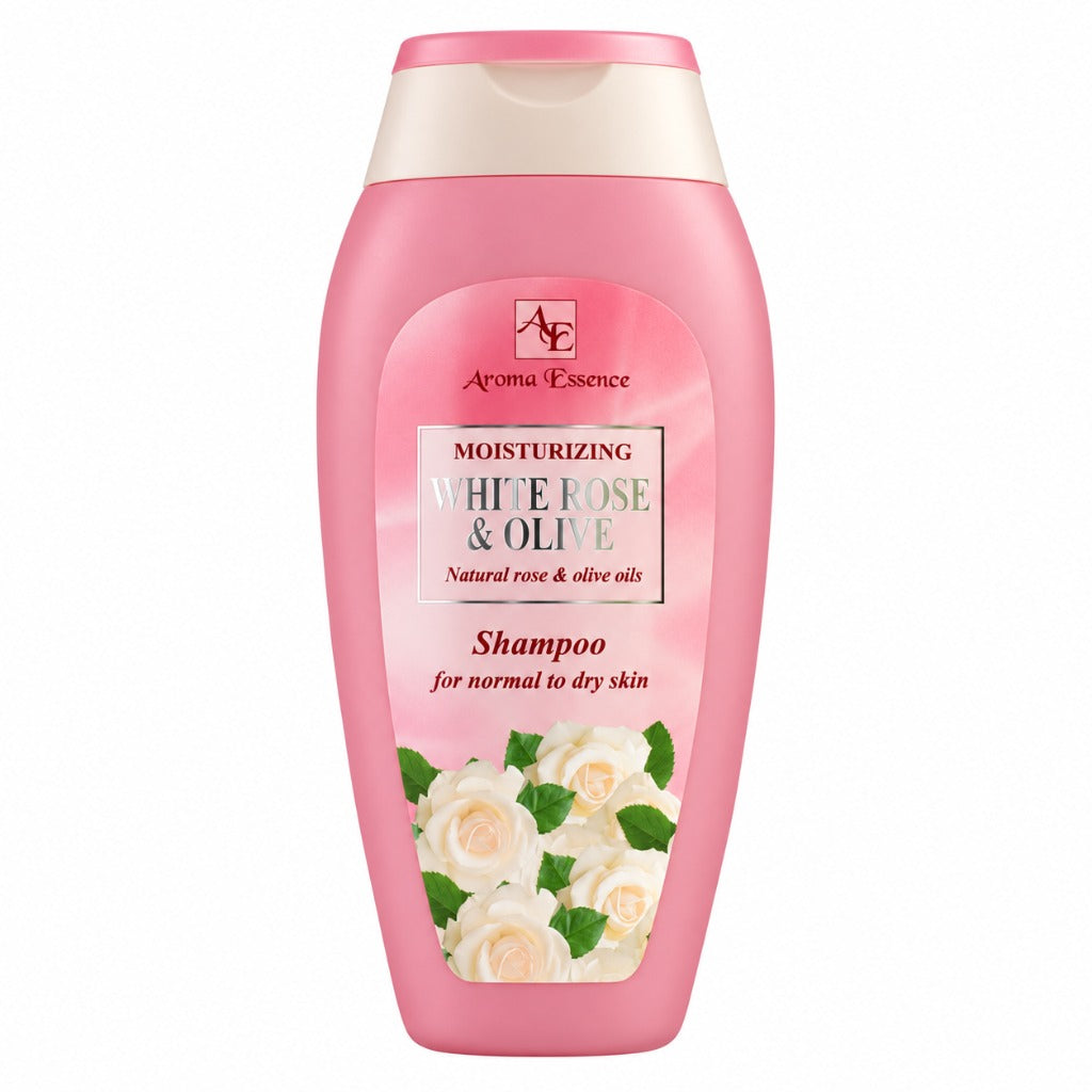 Aroma Essence White Rose & Olive Feuchtigkeits-Shampoo 250 ml mit bulgarischem Rosenöl und Olivenöl