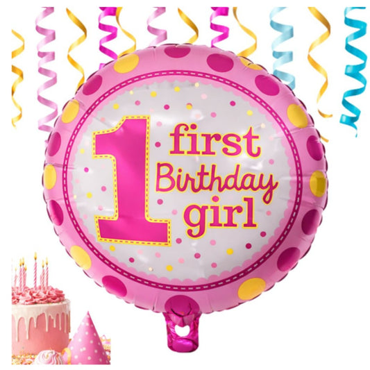 Folienballon 1. Geburtstag First Birthday 18 Zoll – Partydeko für Mädchen und Jungen – Bild 2