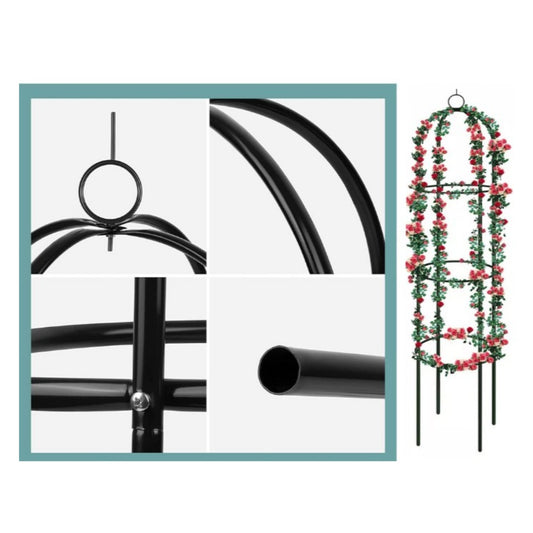 Gartenpergola 190 cm Metall Rankhilfe für Rosen, Kletterpflanzen & Blumen